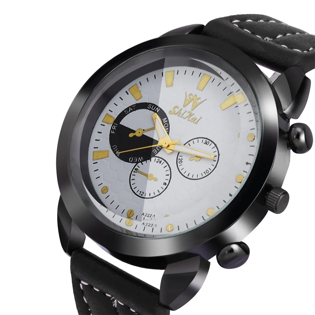 

CCQ Luxury Men Watches Business Large Dial Watch Fashion Leather Belt Quartz Watch reloj hombre 2019 Wristwatches male clock