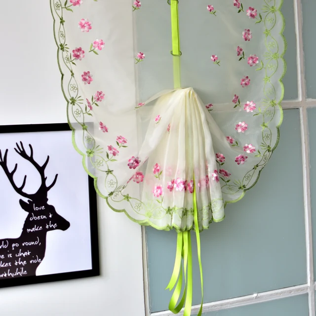 Sheer Balloon Shades Pink Flowers Embroidery Patterns Tulle Curtain Sheer Balloon Shades Pink Flowers Embroidery Patterns Tulle Curtain For Kitchen Bedroom Living Room Window