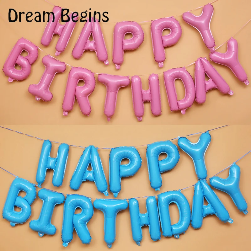 ДБ 13 pcs с днем рождения набор воздушных шаров с буквенным принтом воздушных шаров, 18 день рождения украшения для взрослых и детей, день рождения фольгированные шары