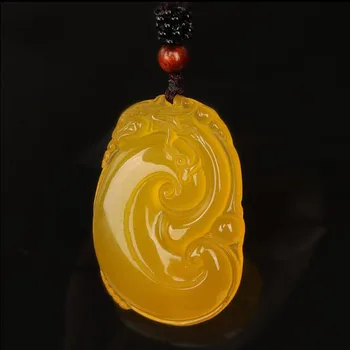 

Fine Jewelry Yellow Natural Jade Ruyi Necklace Lucky Blessing Men Women's Jades Pendants