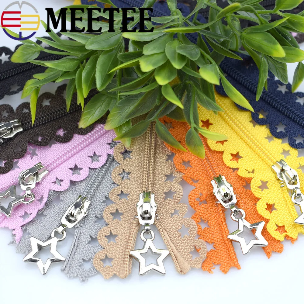 

Free Shipping 3# Close-End Nylon Zipper With Star Lace Tape, 25cm Multi-color Zipper For DIY Sewing Handbag Purse 20 Colors