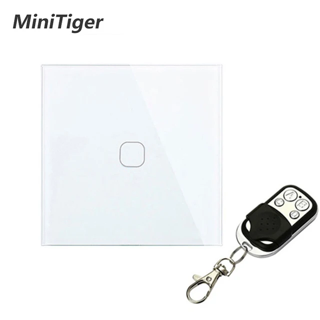 Minitiger стандарт ЕС/Великобритания 1 банда 1 способ дистанционного переключателя, AC 170~ 240 В настенный светильник дистанционного сенсорного переключателя с мини-пульт дистанционного управления - Цвет: 1 Gang White-A