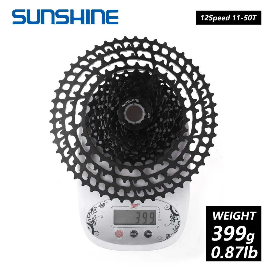 Солнечный велосипед кассета 11 12 скоростей MTB велосипед freewheel 11-50 T/11-52 T Сверхлегкий 360 г CNC Freewheel MTB части для HG - Цвет: 12S 50T full black