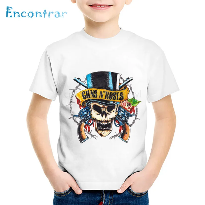 Модная детская футболка с косая скала и надписью Gun N Roses детские летние топы