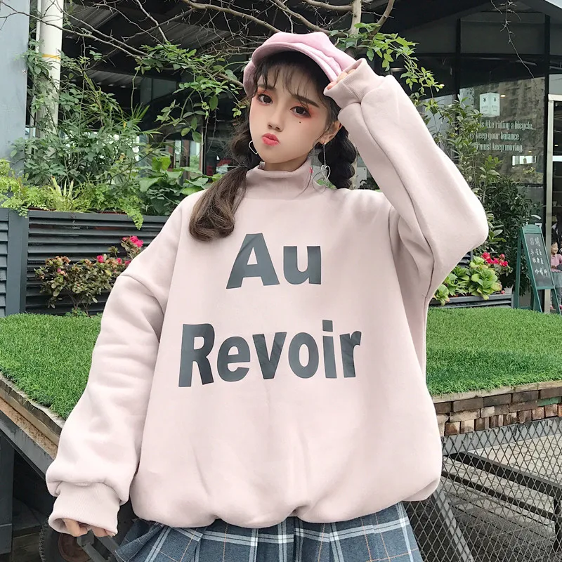 

YouGeMan Sweatshirt Woman Hoodie Autumn Winter New Long Sleeve Pullovers Sweat Shirt Female Harajuku Loose Velvet Hoodies Tops