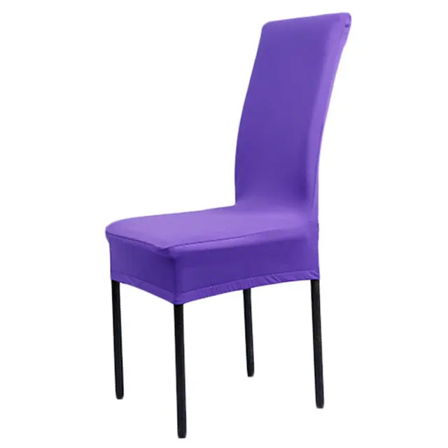 Домашние чехлы для стульев для свадьбы украшения сплошной цвет полиэстер спандекс чехлы для обеденных стульев для свадебной вечеринки универсальные размеры Новинка - Цвет: Darkpurple