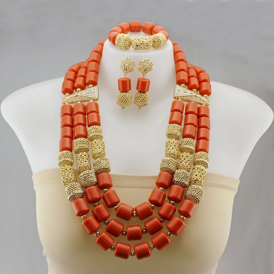 Высококачественные этнические нигерийские африканские камни декоративные камни для женщин Свадебные украшения на шею 4 цвета доступны OT998 - Цвет: OT998-3