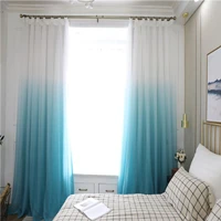 Тканевая занавеска+ вуаль занавеска того же цвета градиент для гостиной и спальни горячая распродажа - Цвет: Небесно-голубой