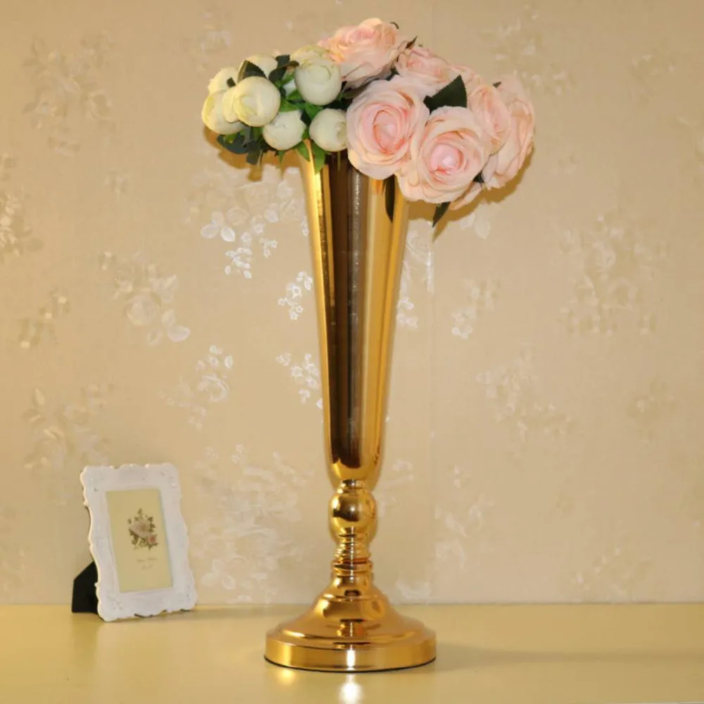 Wedding Decoration Gold Floor Vase Metal Flower Vase Table Centerpiece