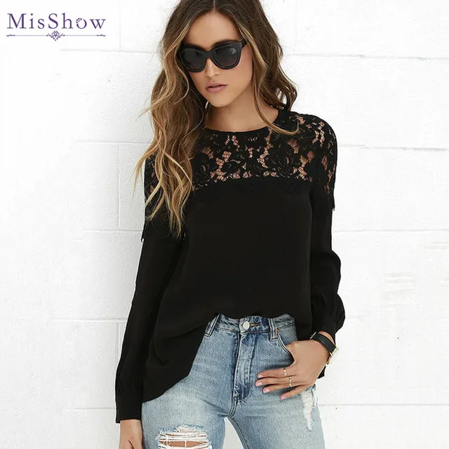 kanten blouse lange mouw