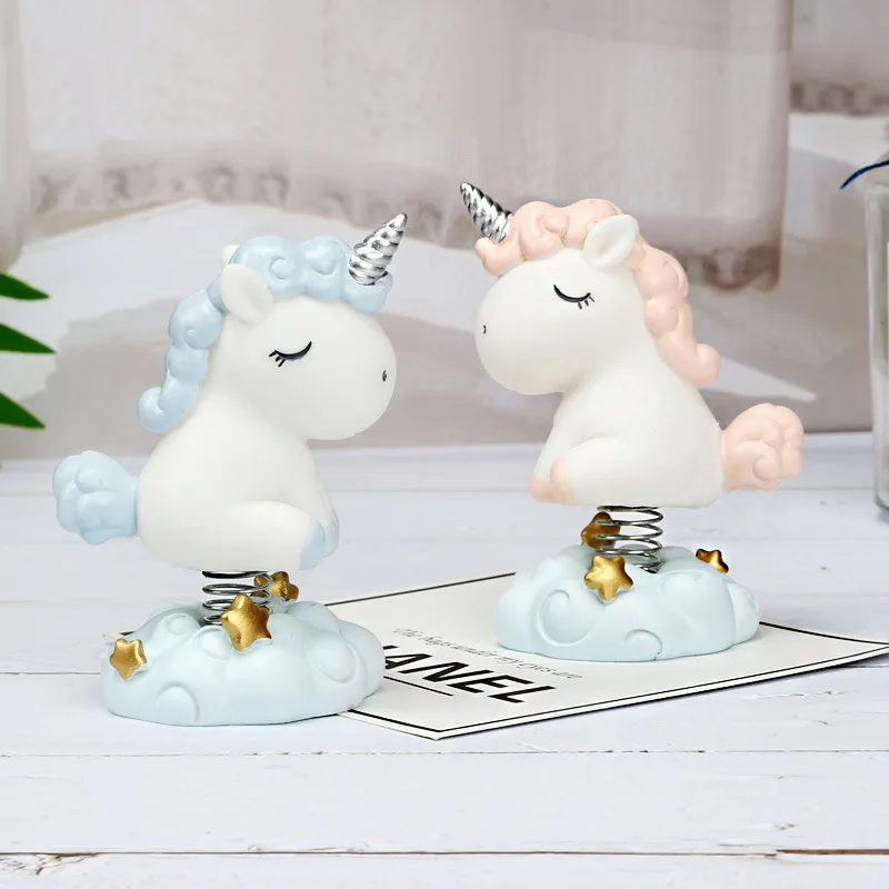 Car Decoration Cartoon Fantasy Unicorn Shook His Head Steam Ornaments Decorative Ornaments Children's Home Student Gifts