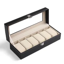 6 Grid Slots PU Leather Luxury Brand Watch Display Box Watches Case Jewelry Storage Holder Organizer 2017 New Free Shipping outad 12 slots watches display box jewelry storage packaging gift casket double layers leather organizer holder rack case hot