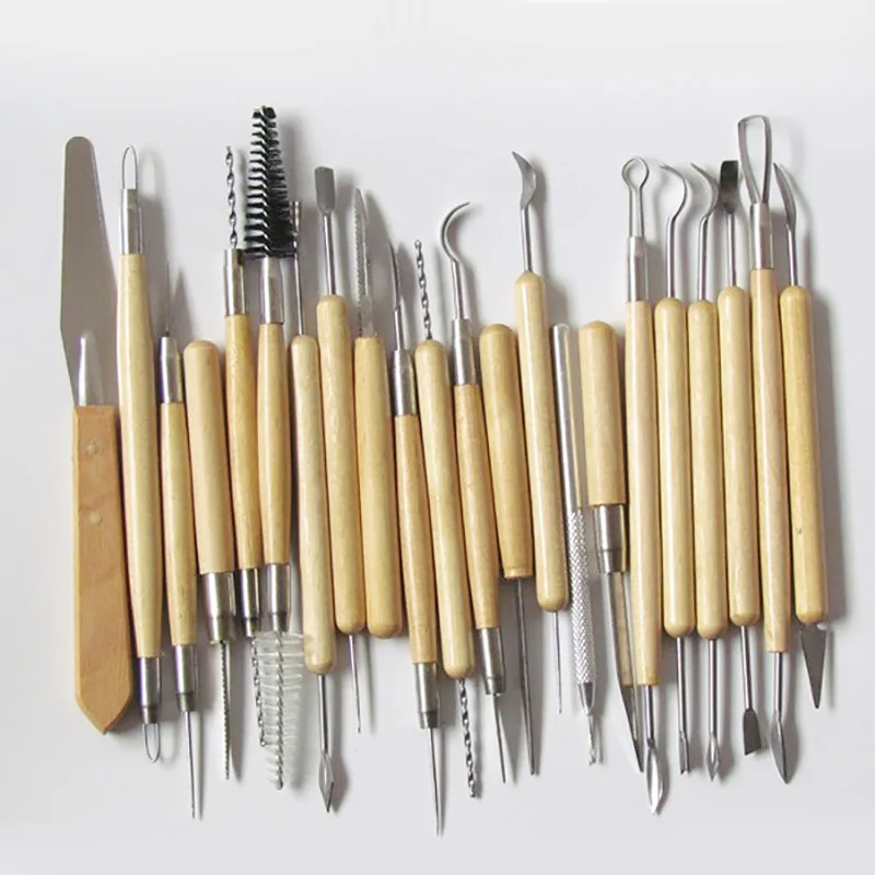 

22PC Ceramic Clay Tools Set Modeling Clay Sculpting Knifves Kits Polymer Clay Brush Pottery Tools for Arts Crafts Wood Home