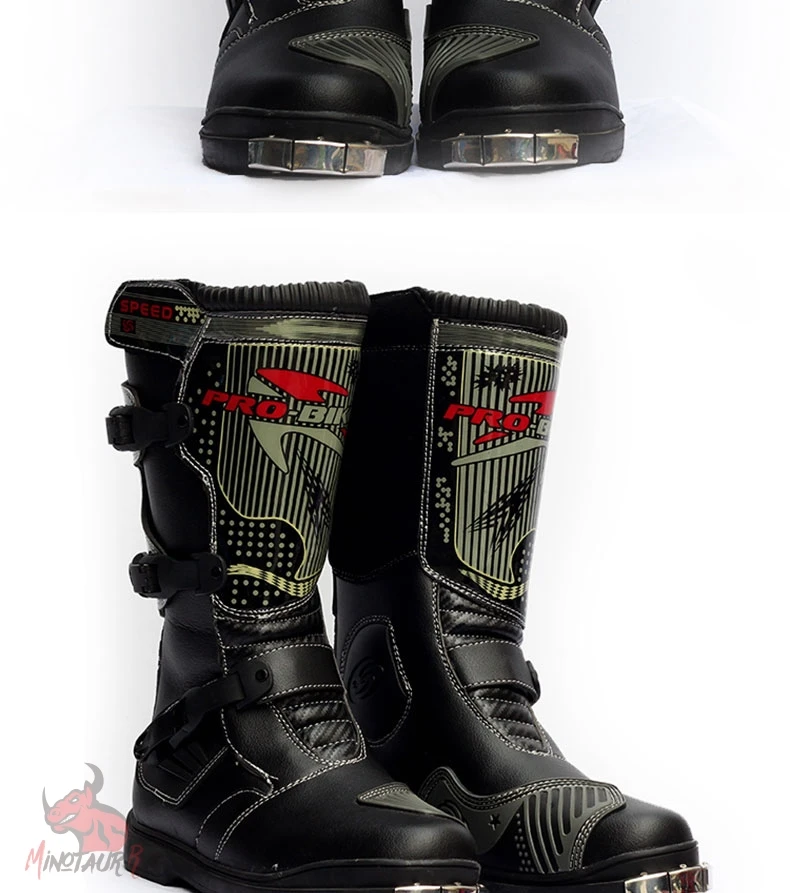 PRO-BIKER/мотоциклетные ботинки; мужские водонепроницаемые байкерские ботинки из искусственной кожи; ботинки для мотокросса; мотоциклетные ботинки с защитой; длинные облегающие ботинки черного цвета