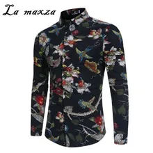 Весенние Новые поступления 3XL 3D Цветочные винтажные мужские рубашки с длинным рукавом модные стильные мужские рубашки тонкие