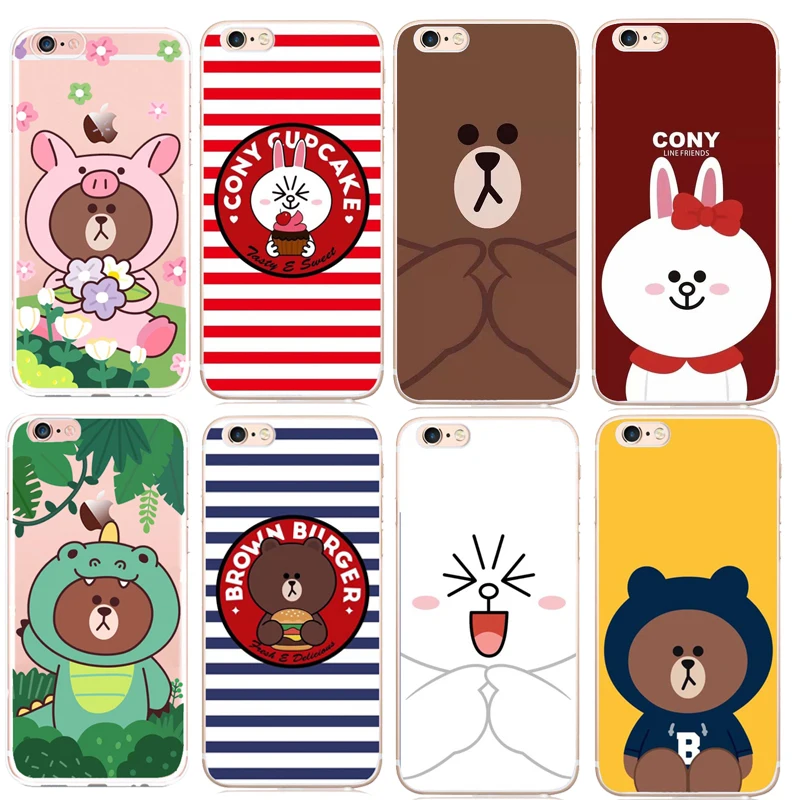 

Style Cartoon Cony Rabbit Brown Bear Mobile Phone Case For iphone6 6s 6plus 7 7plus 8plus X Fashion Couple Case