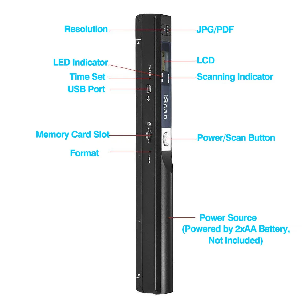 Digital Portable iScan Mini Scanner 900DPI LCD Display JPG/PDF Format Document Image Iscan Handheld Scanner A4 Book