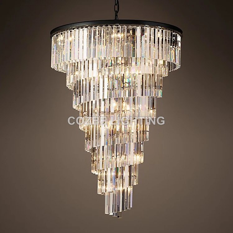 Modern Luxury Stair Chandelier Lighting RH Crystal Chandeliers