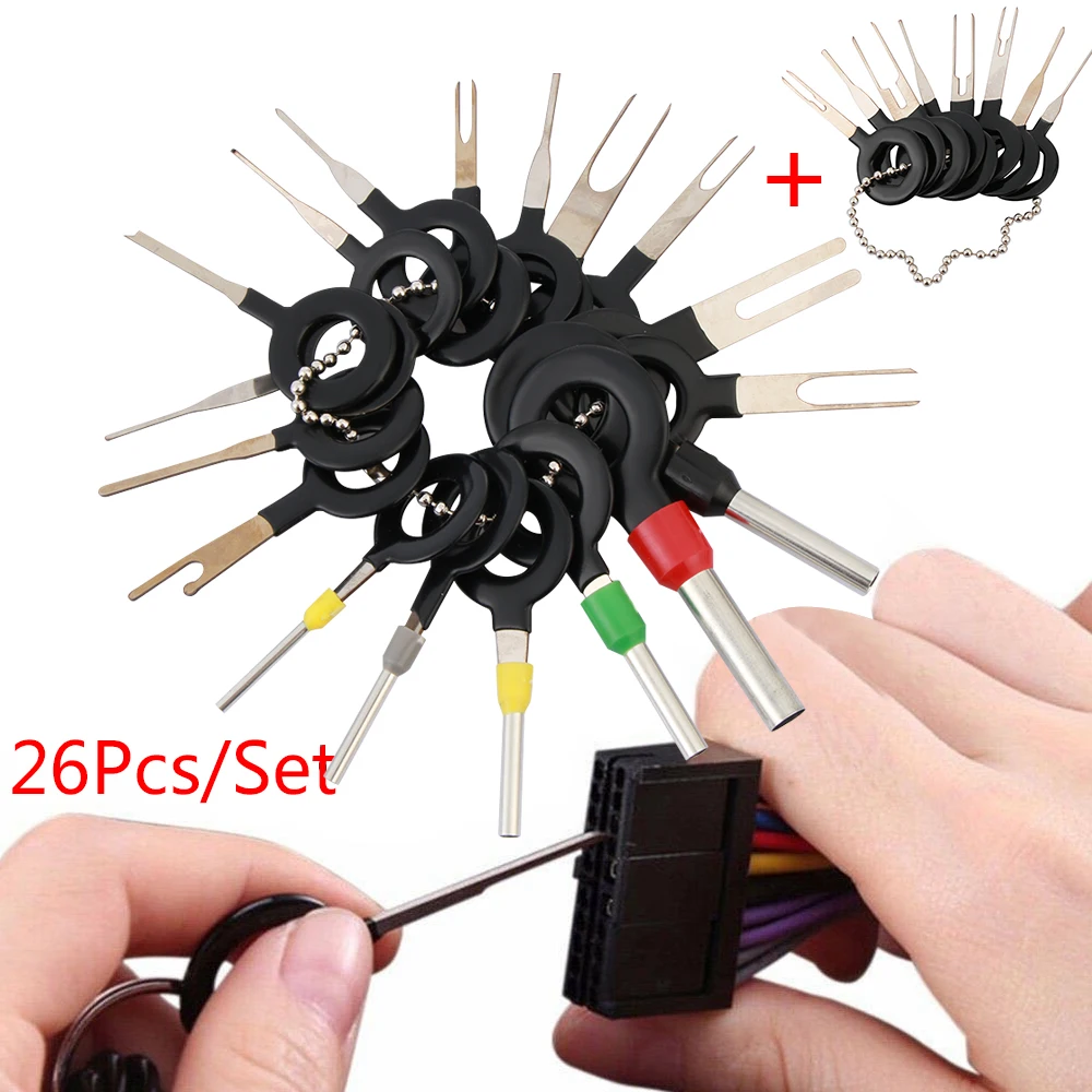 

26PCS Car Terminal Removal Tool Wire Plug Connector Extractor Puller Release Pin Kit Automotive Care Tools Accessories