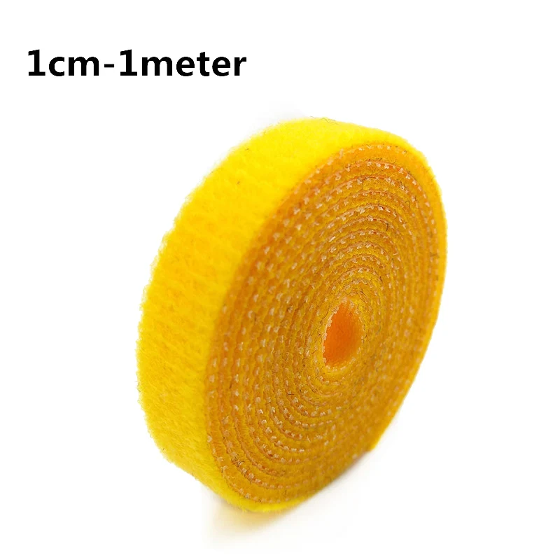 1 метр нейлоновый липкий проволочный хомут для кабеля ремень шнур самоклеющиеся крючки и крепежная лента многоцветный 1 см или 2 см ширина - Цвет: Yellow 1cmX100cm