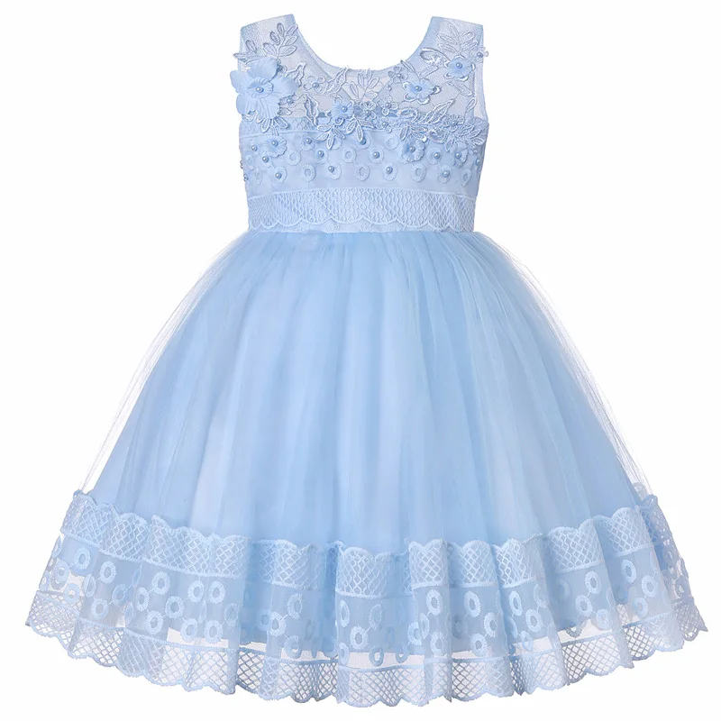 Новые детские платья для девочек; рождественское платье принцессы; коллекция года; новогодний костюм для детей; зимняя одежда для малышей; свадебное платье; Vestidos - Цвет: Синий