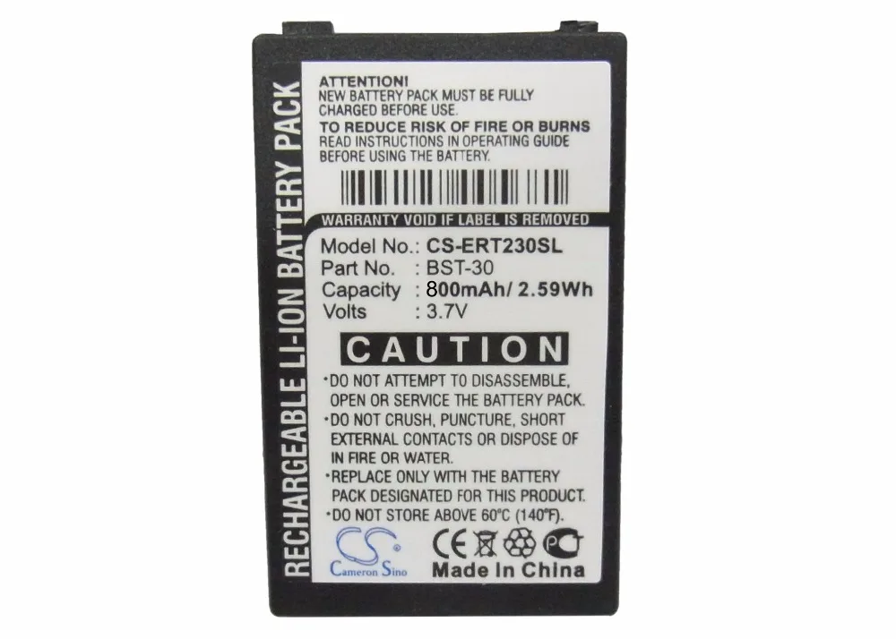 Cameron sino 800 мА/ч Батарея BST-30 для sony Ericsson F500 J200c K300a K500c K508 K700 T220 T226 T230 T237 T238 Z200 Z208 Z500 |