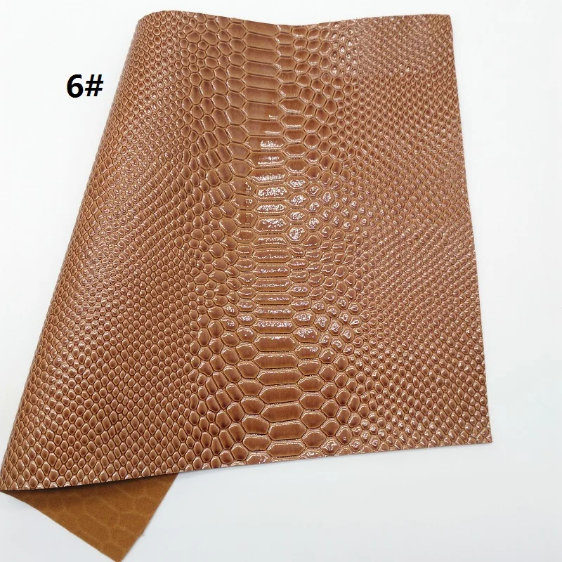 1PC 21X29CM Synthetic Letaher Faux Leather Sheets, Crocodile Grain PU Leather For Making Bows Accessories LEOsyntheticoDIY T109A - Color: 6