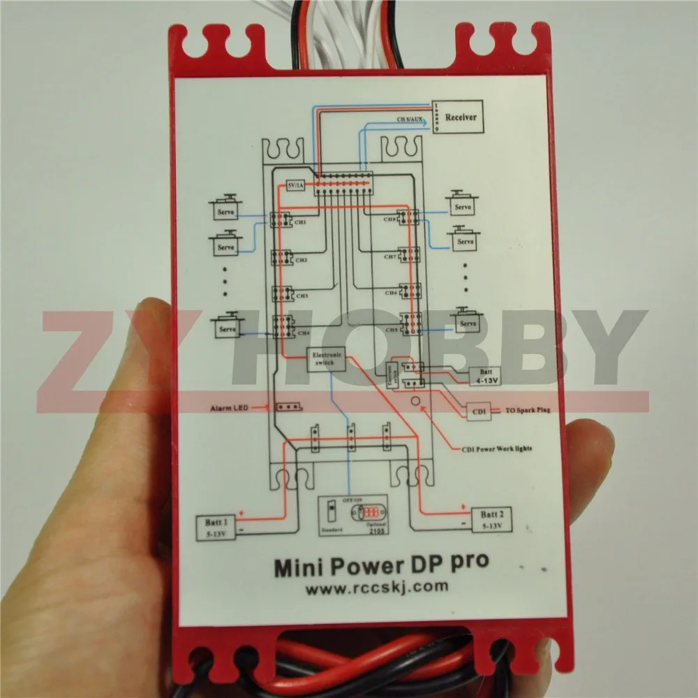Mini Power DP Pro 4.8-9.7V Servo Section Board with Dual Power Input Wire