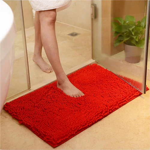 Пушистый напольный коврик для гостиной, противоскользящий влаговпитывающие коврик под дверь, кухонный дверной коврик, коврик для прихожей, коврик для крыльца 120x40 см - Color: red