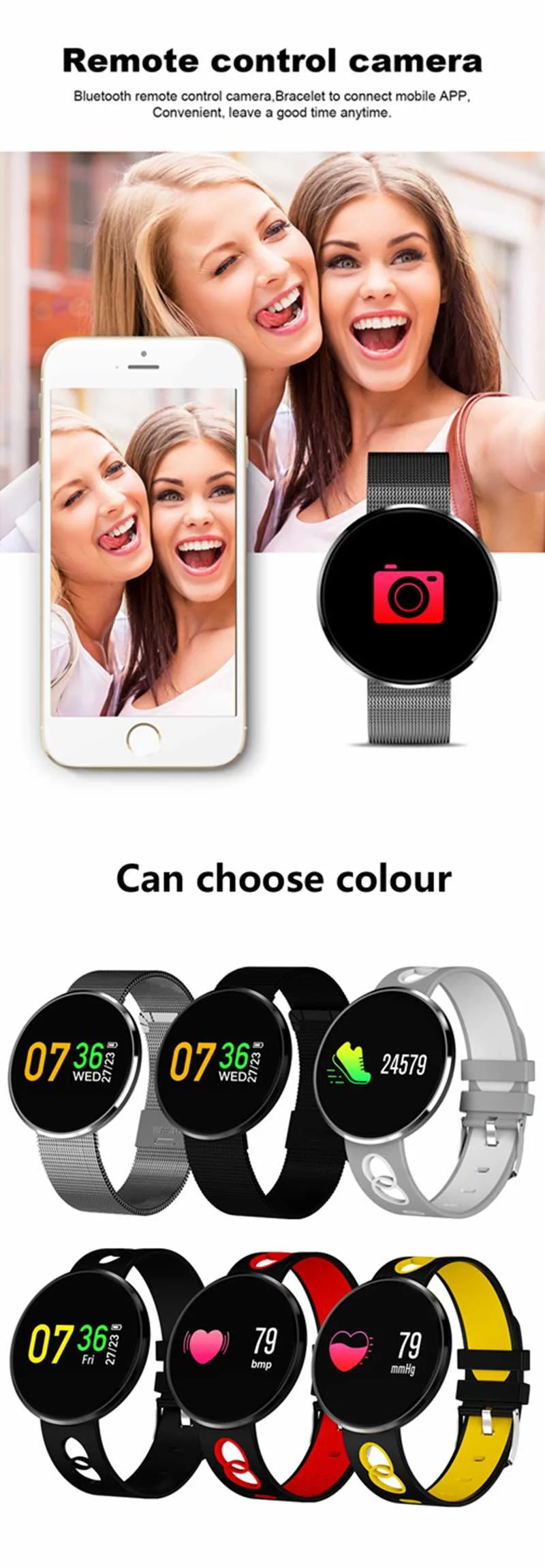Bakeey CF006H 0.96 IPS Color Screen Blood Oxygen Pressure Heart Rate Monitor Pedometer Smart Watch