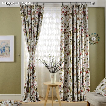 

Country Style Blackout Window Curtains for Living Room Bedroom Printed Fancy Flowers Curtain Kitchen Blind