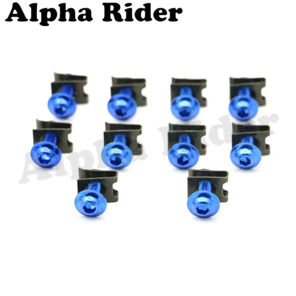 Alpha Rider 10PCS Motorcycle Fairing Body Work Bolts 6mm M6 Spire Speed Fastener Clips Screws Nuts For Yamaha YZF R125 R25 R3 600R 1000R R1 R6 FZ1 FZ6