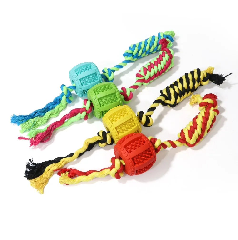 Dog Toy Interactive Rubber Drum Rope Piercing Balls Pet Dog Cat Puppy Extra-tough Chew Training Toys Tooth Cleaning Ball Toys Drum (4)
