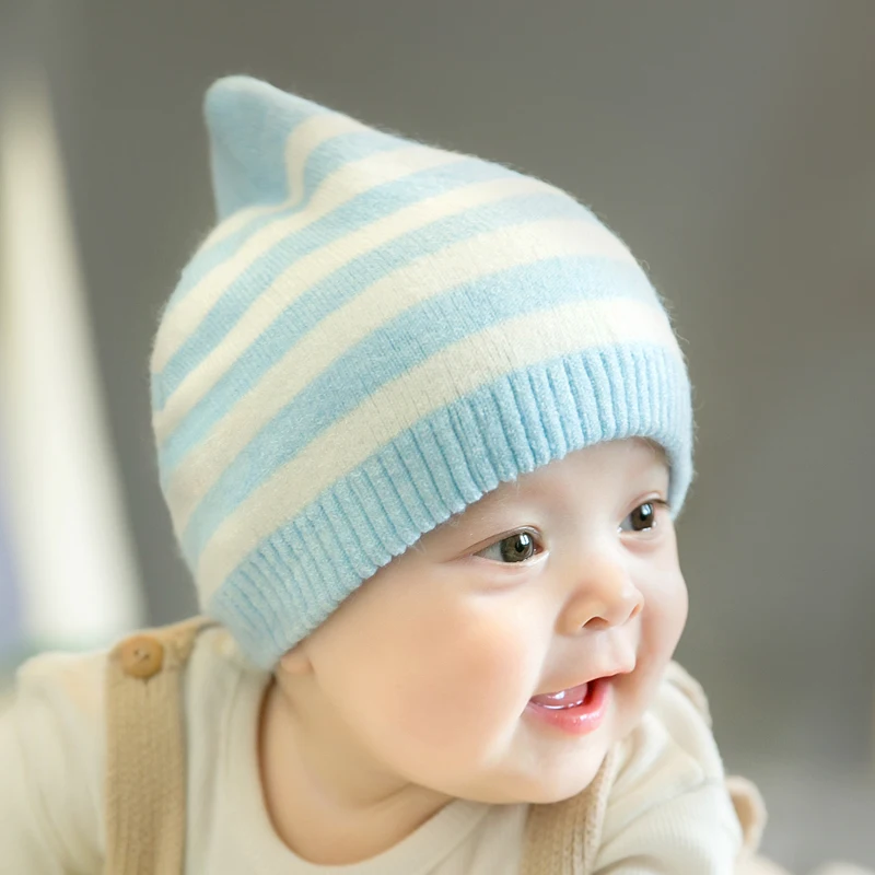 CieiK Newborn Photography Props Soft Baby Hat Warm Children Winter Cap Boys Girls beanie Infant Striped Muts Baby Accessories (18)