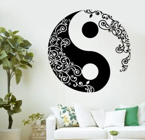 New Arrival Religion Vinyl Wall Decal Buddha Yin Yang Floral Yoga Meditation Wall Sticker Window Glass