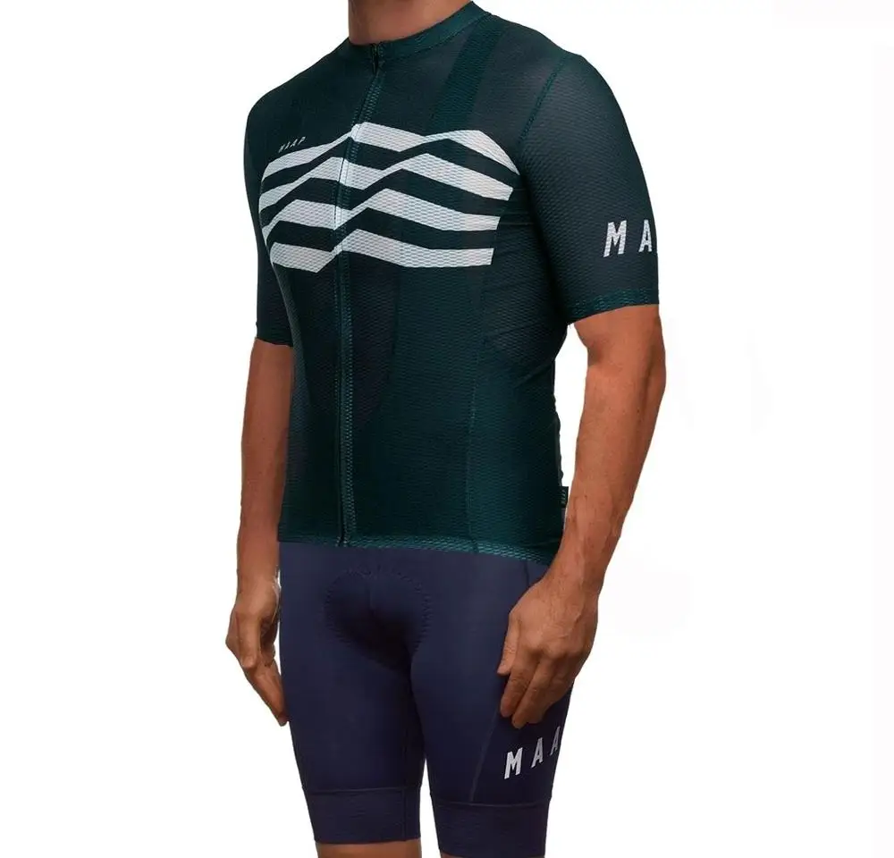 2019 MAAP M-العلم الأخضر قصيرة الأكمام الدراجات جيرسي مريلة مجموعة MTB الدراجة الملابس روبا Ciclismo برو دراجة ارتداء دورة ملابس الرياضة