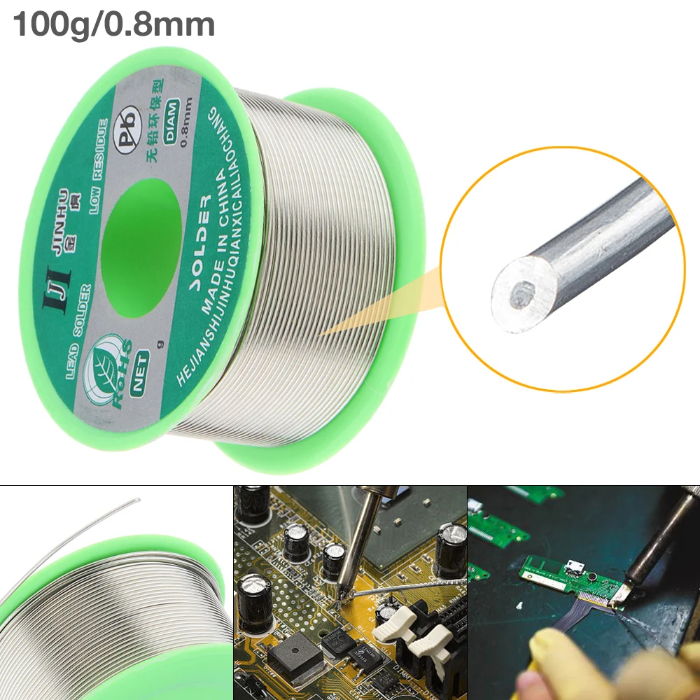 100g 0,5/0,6/0,8/1,0 мм 99.7% Sn 0.3% Cu товар безопасен для окружающей среды без примесей свинца и канифольное ядро проволочного припоя с потоком и с низкой температурой плавления
