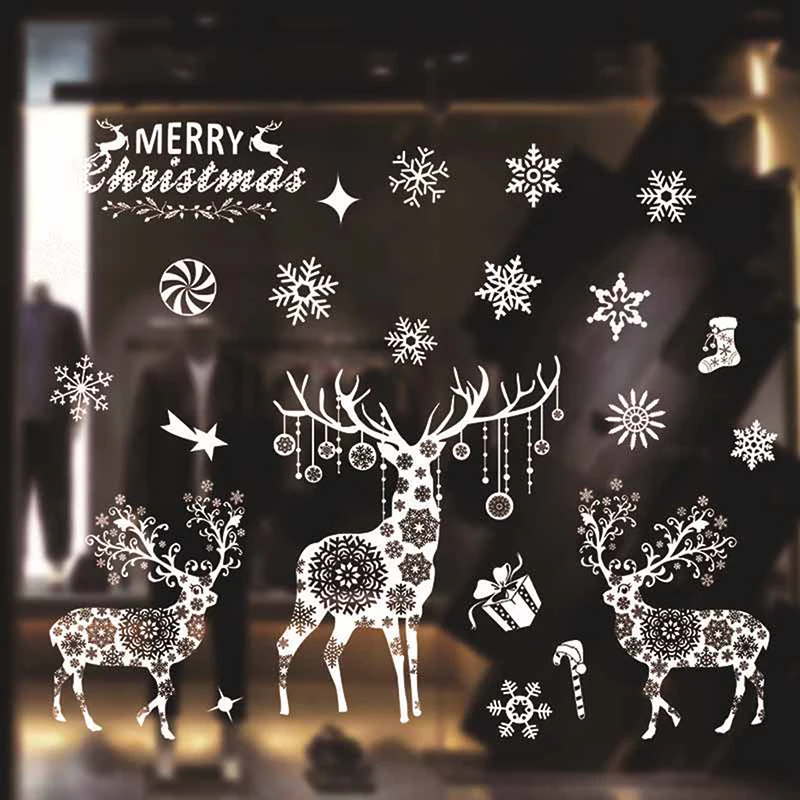 Window Glass PVC Wall Sticker  Christmas DIY Snow Town Wall Stickers Home Decal Christmas Decoration New Year For Home Supplies