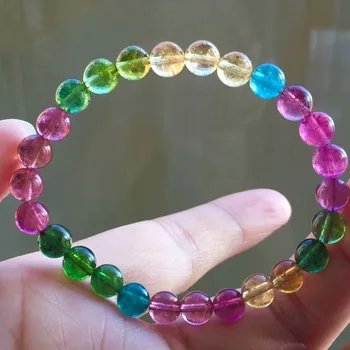 

Certificate Natural Colorful Tourmaline Quartz Crystal Bracelet Round Beads 7mm Rainbow Color Tourmaline From Brazil AAAAAA