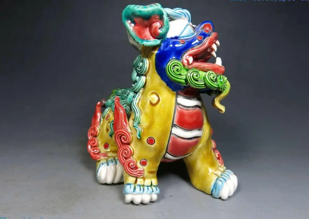 Китайский полихромовый koji Керамика ручной работы Yuan Bao fine Foo Dogs Статуя Льва