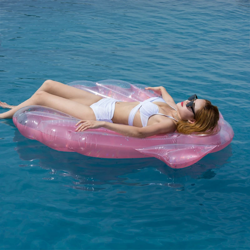 Розовая раковина с блестками 160 см гигантский надувной бассейн плоты надувной матрас пляжный шезлонг водные поплавки Забавные игрушки Плавательный круг