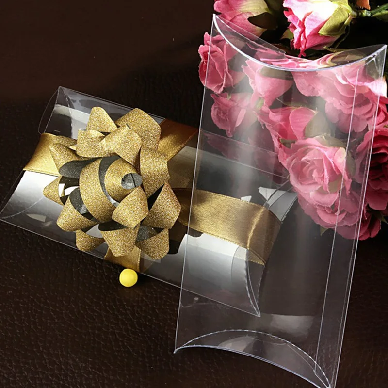 

50pcs/lot-2.5*6.5*15cm Clear Pillow Shape Gift Plastic Pvc Boxes Wedding Favor Bridal Candy Gift packaging Boxes 12 options