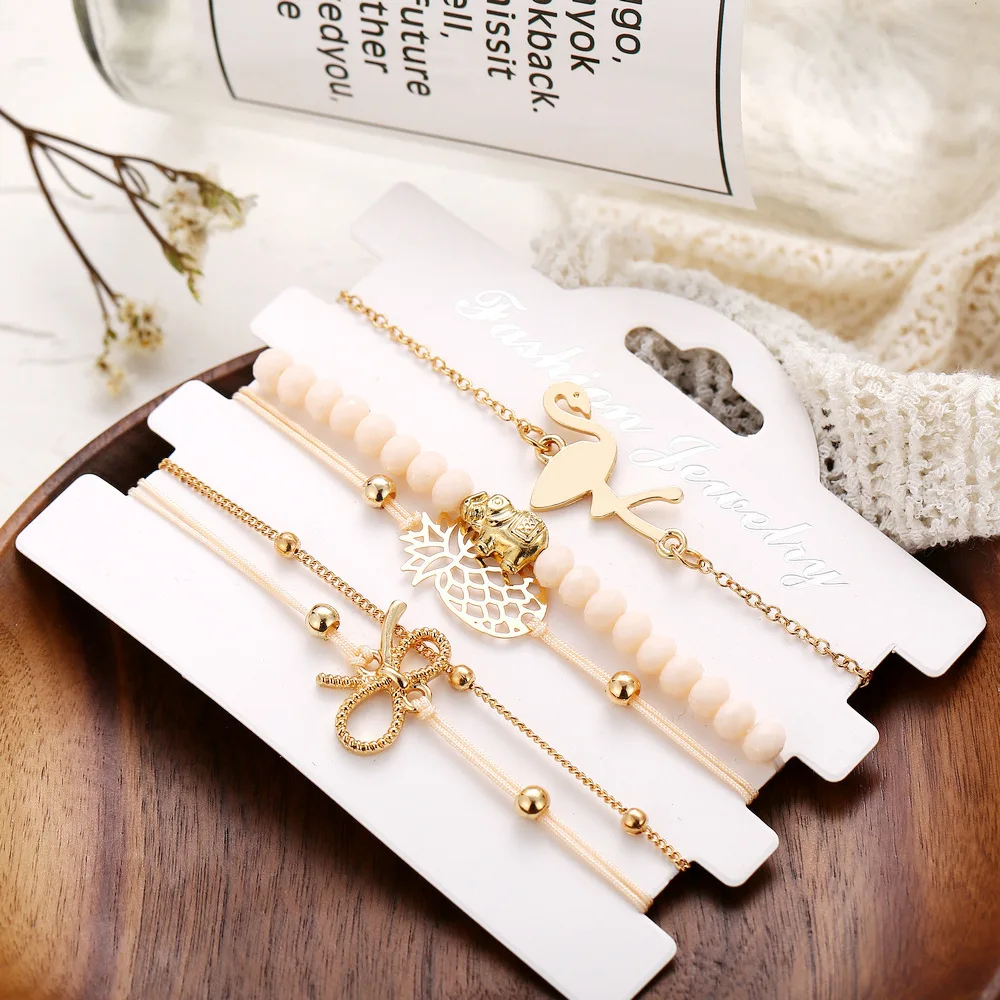 DIEZI дропшиппинг богемные Фламинго ананас браслеты с бантами браслеты для женщин наборы браслетов ювелирные изделия новые винтажные