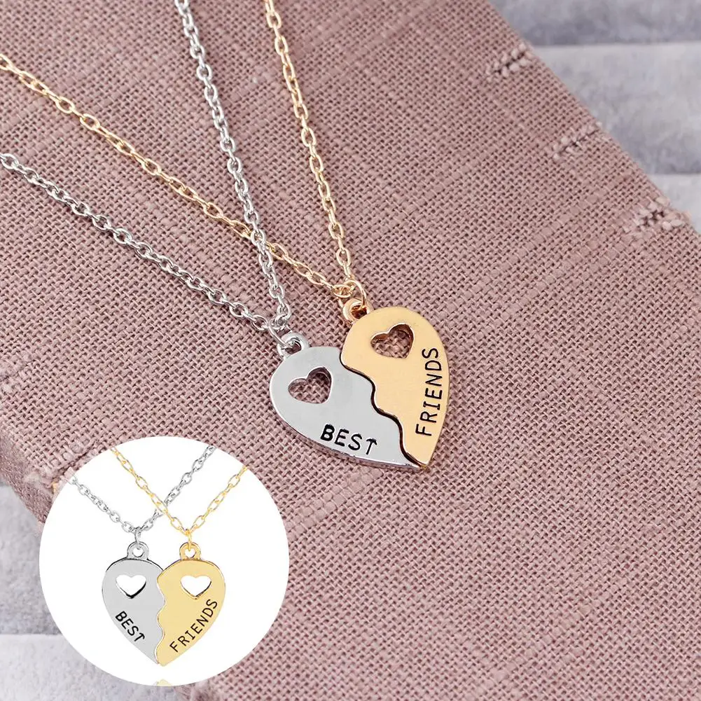 

Women Exquisite Girls Friendship Necklace Split Hollow Heart Shape Pandant Jewelry