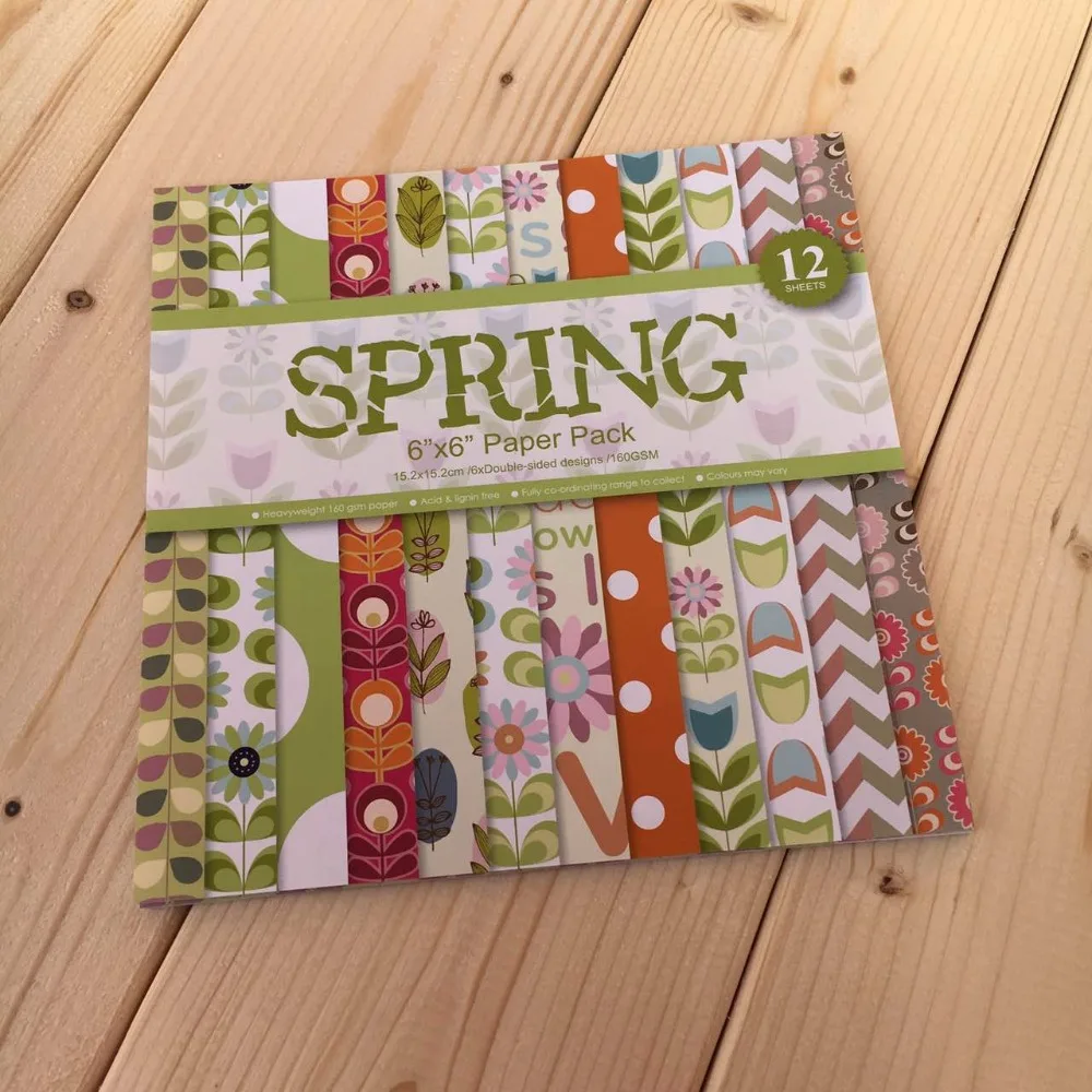

6 inch Double-side spring patterns 12sheets,DIY Scrapbooking Paper pack background pad kit
