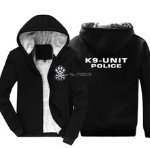 Sudadera gruesa con cremallera para hombre, ropa de calle con capucha inspirada en K9 Unit, chaqueta fresca de policía negra, Harajuku, moda de invierno