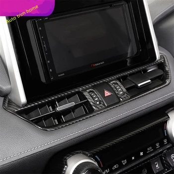 

Lapetus Interior Refit Kit Middle AC Air Vent / Warning Lights Button Cover Trim Fit For TOYOTA RAV4 2019 2020 ABS Carbon Fiber