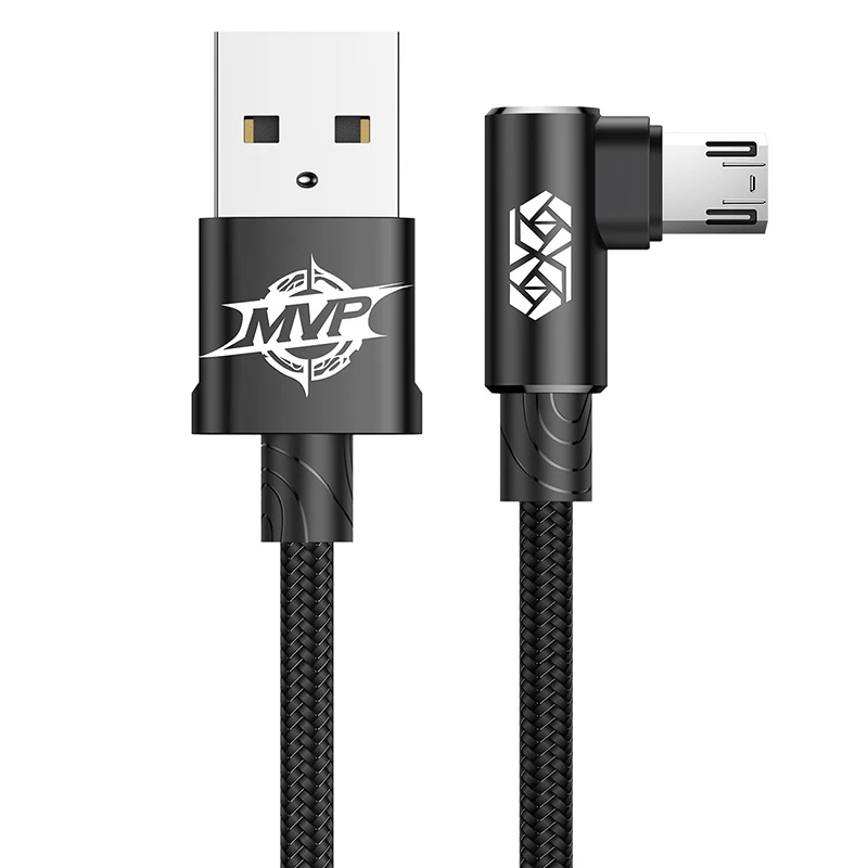 Baseus Micro USB кабель Реверсивный 2A Быстрая зарядка синхронизации данных Кабель Microusb для Xiaomi Redmi 4x Note 4 Android кабель мобильного телефона - Цвет: Черный