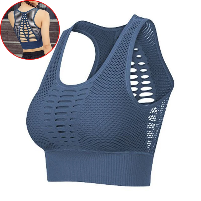 

Women push up sports bra top fitness sexy mesh yoga bras padded beauty back active wear brassiere sport femme workout tops women