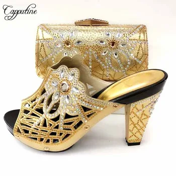 

High Quality Italian Woman Shoes And Bags To Match Fashion African Shoes With Matching Clutch Bag With Big Stones TX-672